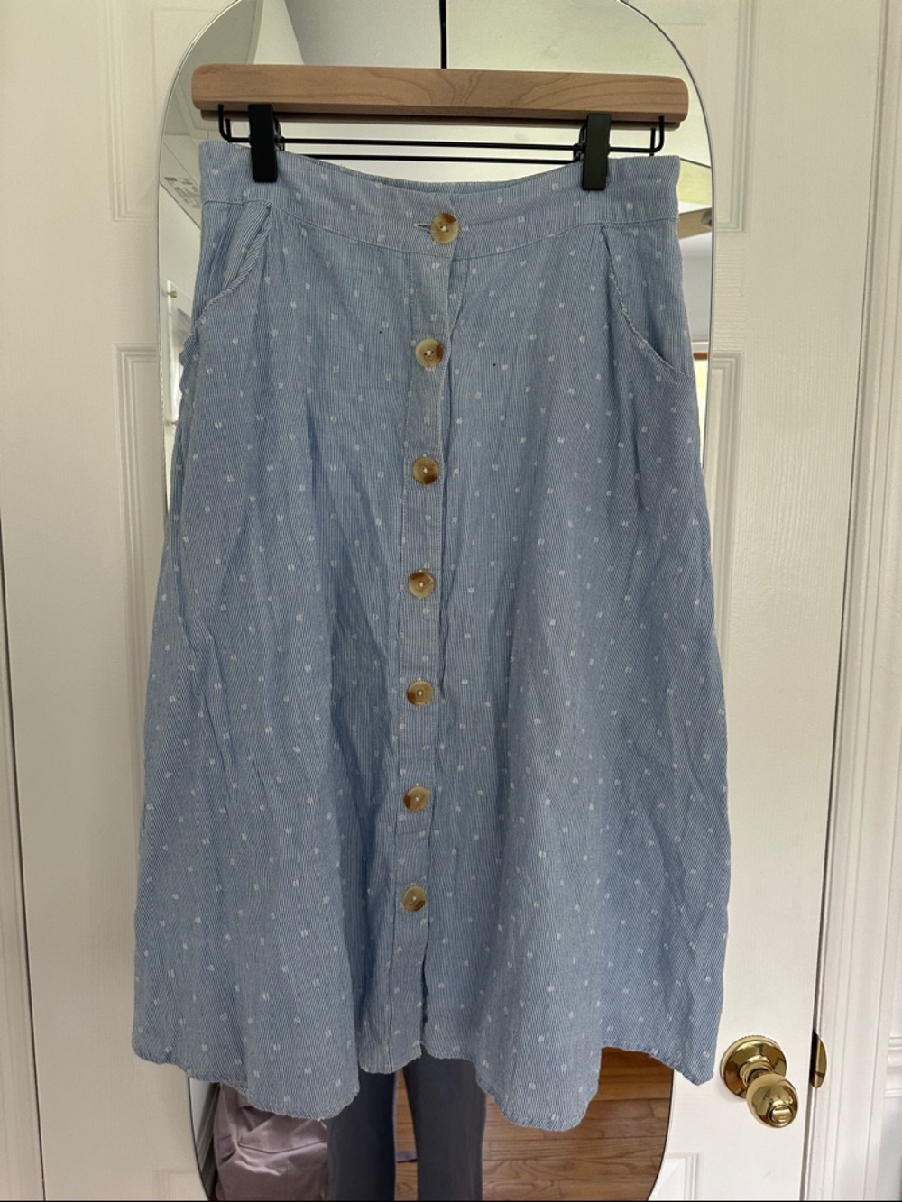 miami Light Blue Button-Down Midi Skirt